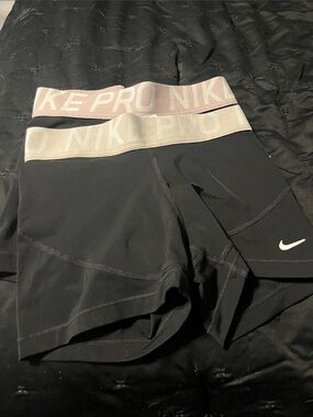 Nike Black Compression Shorts with Pale Pink Branded Waistband